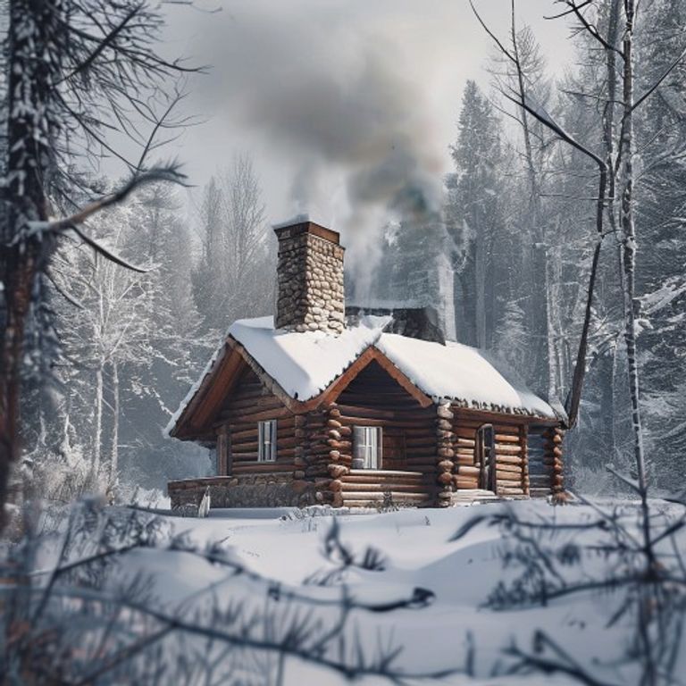 Snowy Log Cabin